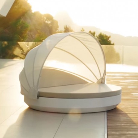 Bain de Soleil Vela Daybed Vondom Blanc Mat Rond Inclinable Parasol