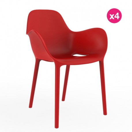 Lot de 4 Chaises Sabinas Vondom Rouge