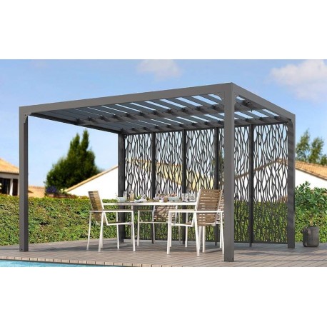 Pérgola Bioclimática Orientable Blades 11m2 y Brise-Vue fachada 3.6m