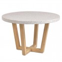 Mesa redonda Terrazo blanco y madera de acacia 120 KosyForm