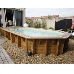 Piscina Madera Ubbink Océa 355x550 H120cm Liner Gris