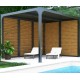 Pergola Bioclimatique Habrita aluminium 2 côtés ventelles imitation bois 10,80 m2