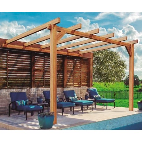 Anlehnpergola aus rohem Holz Andorra 4x3m 12m2