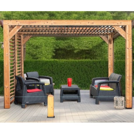 Habrita Pergola aus Holz mit abnehmbarem Dach und Seite 313x234xH217 Veneto