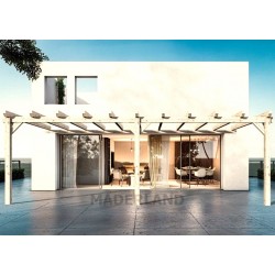 Sevilla 7x4m 28m2 ruw houten pergola voor wandmontage