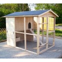 Large size wooden garden chicken coop 6-10 Habrita hens 3.90m2 two-body