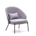 Light Grey Chenille Armchair with Black Metal Legs Amy VeryForma