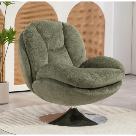 VeryForma Khaki Velvet Top Swivel Chair