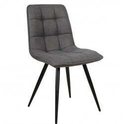 Set of 4 Lize Dining Chairs Dark Grey Fabric Metal Legs VeryForma