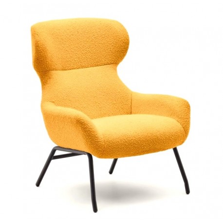 Lina fauteuil in mosterdkleurige badstof en VeryForma staal