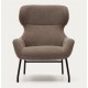 Lina armchair in light brown chenille fabric and VeryForma steel