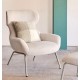 Fauteuil Lina en tissu chenille beige et acier VeryForma