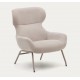 Lina fauteuil in beige chenille stof en VeryForma staal