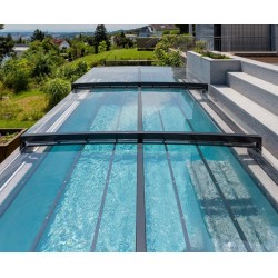 Linea Flache Poolüberdachung Abrilios Teleskop für Pool 600x300